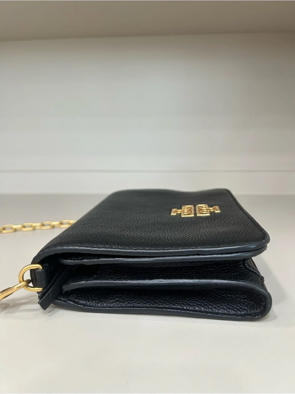 Authentic Tory Burch Britten Combo Crossbody Bag Purse Handbag Black Leather